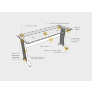 Pracovný stôl Cross, ergo, pravý, 180x75,5x200 cm, buk/kov