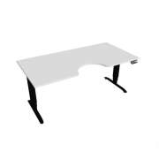 Pracovný stôl Motion Ergo, PO, 3S, 180x61-128x90 cm, biela/čierna